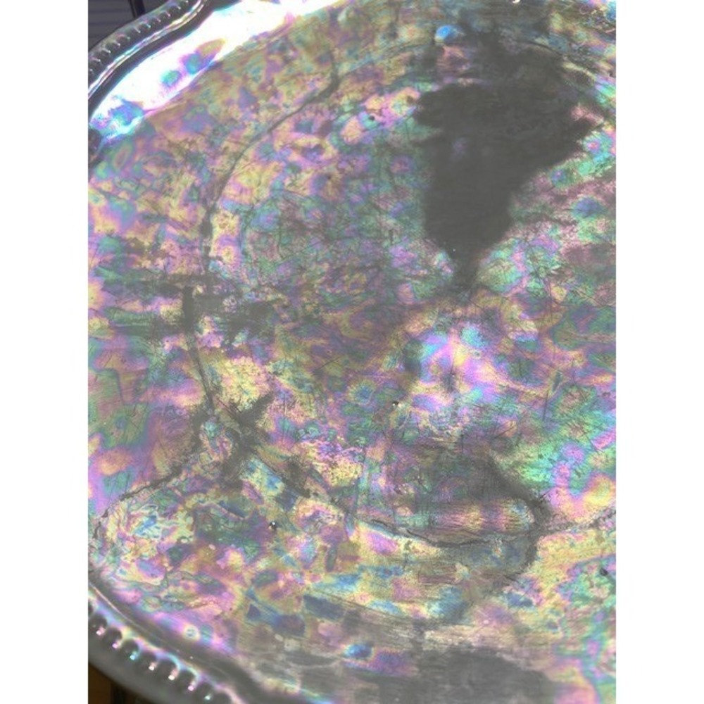 Vintage PK Silesia Opalescent Luster Plates Set of 4 Scalloped Gold Trim 8 Inch - Picture 3 of 9